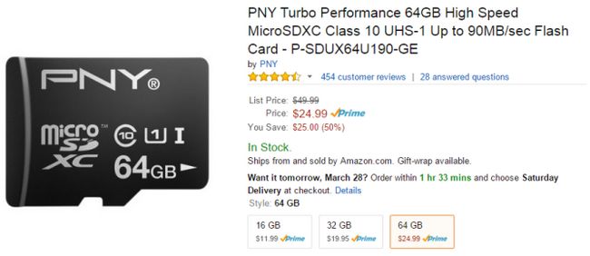 Fotografía - [Actualización: Es volver] Tratar de alerta: 64 GB PNY Turbo Performance tarjeta MicroSD a la venta por $ 24.99 en Amazon